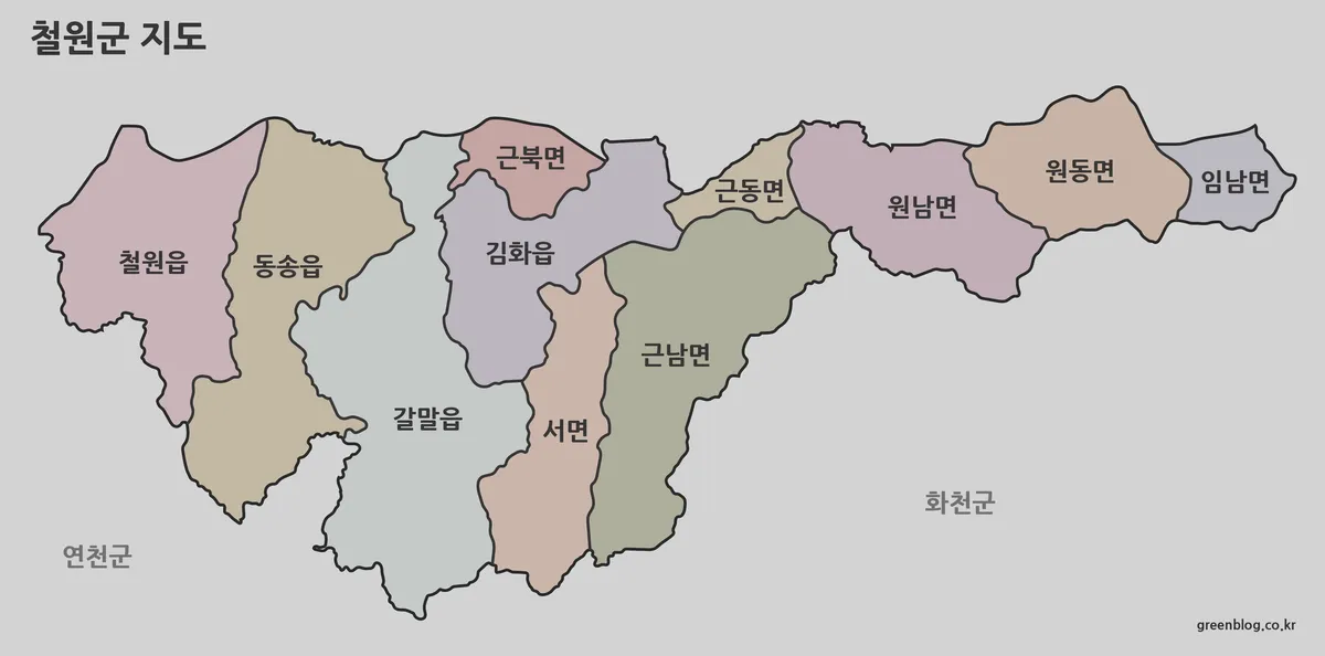 철원군 지도 대표 이미지