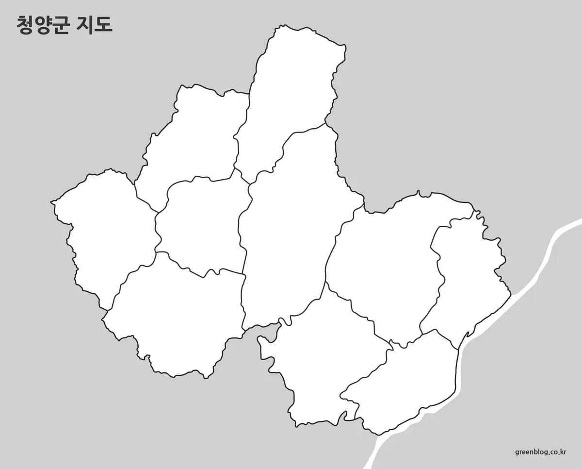 청양군 경계선 지도 라인 지도