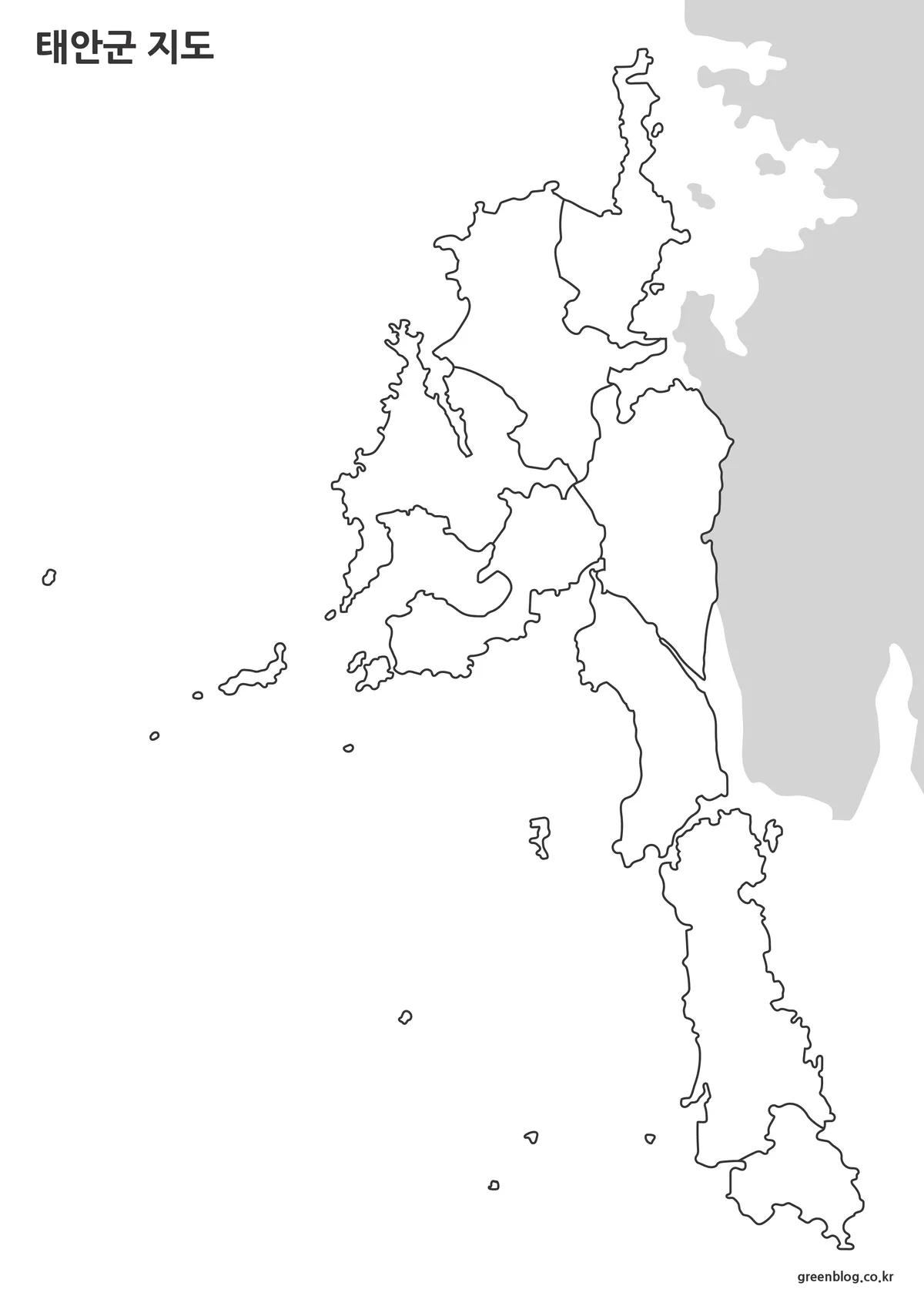 선만 표시된 태안군 지도 편집용 이미지