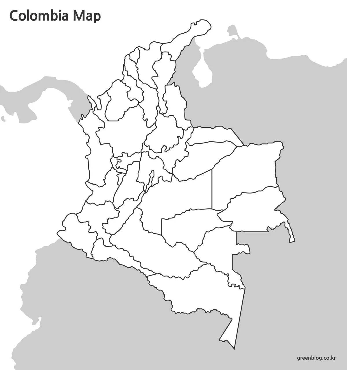 Blank Colombia outline map for editing and infographic projects