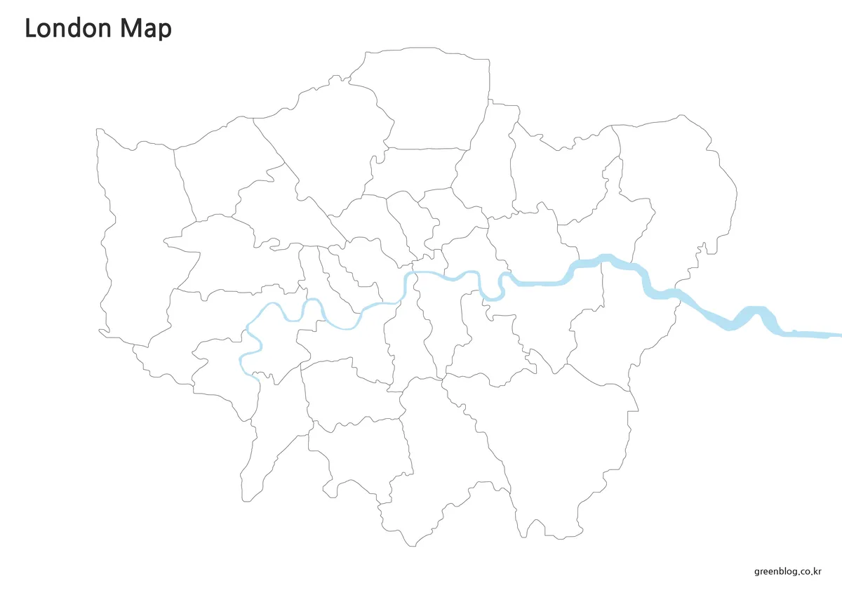 Blank outline London map for editing and infographic use