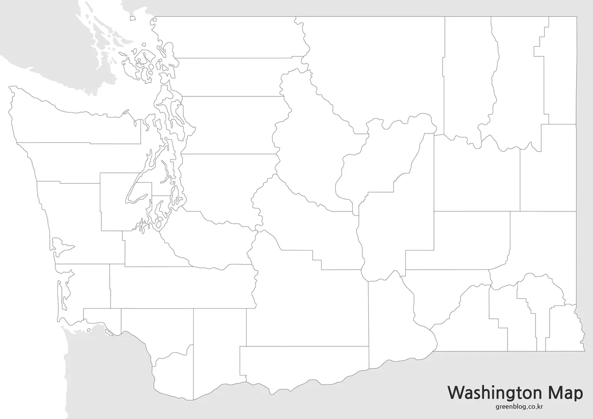 Editable Washington State outline map with blank county boundaries