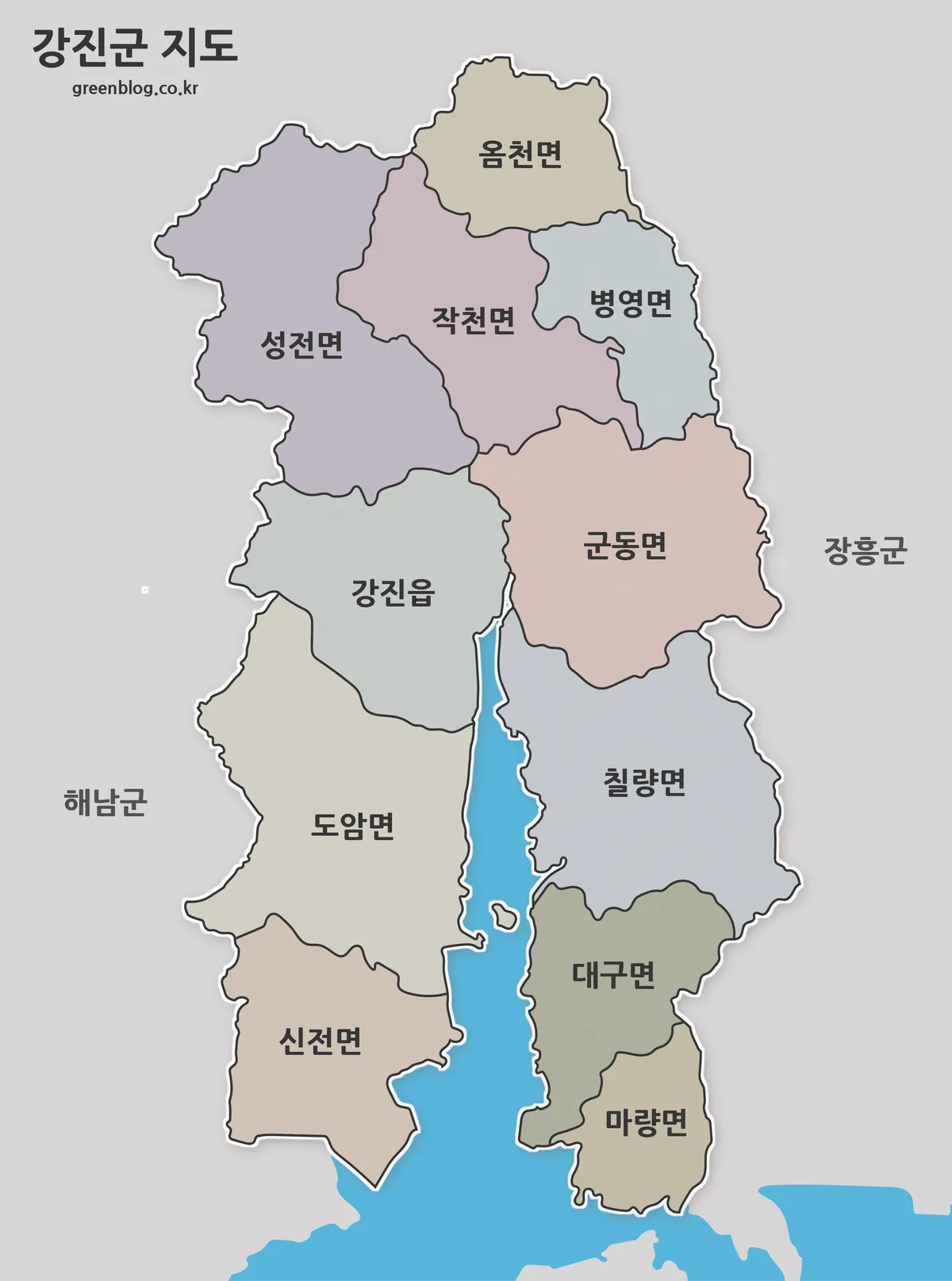 강진군 지도 대표 이미지