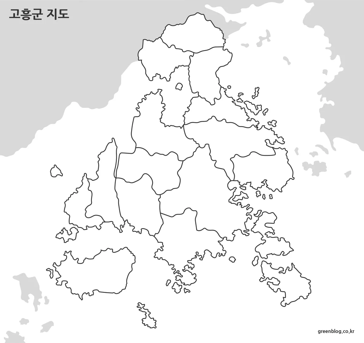 고흥군 윤곽선 편집용 지도 이미지