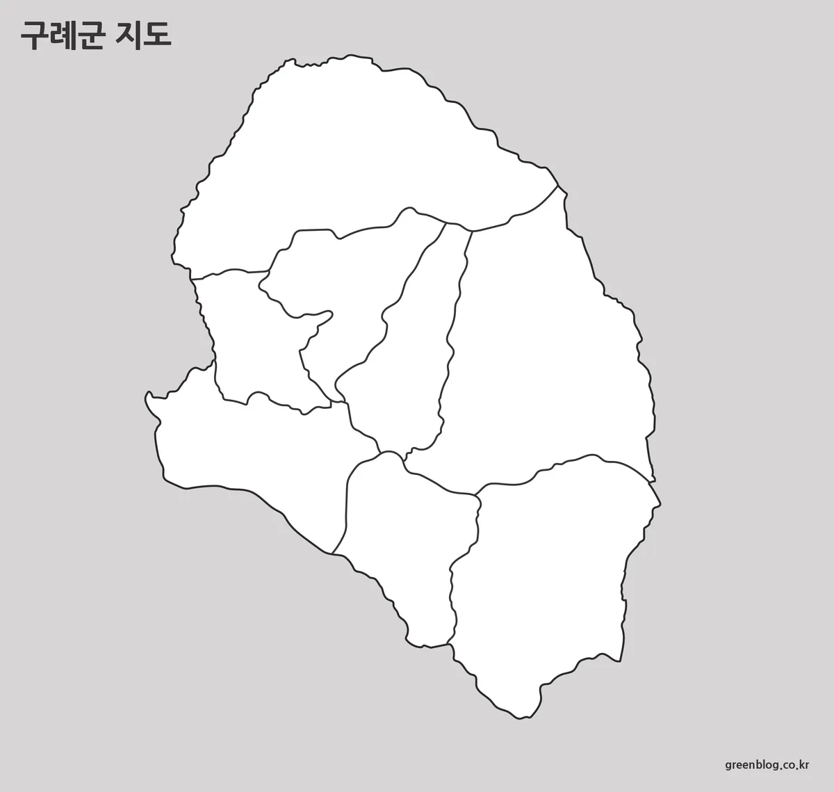 구례군 윤곽선 지도와 편집용 경계선 이미지