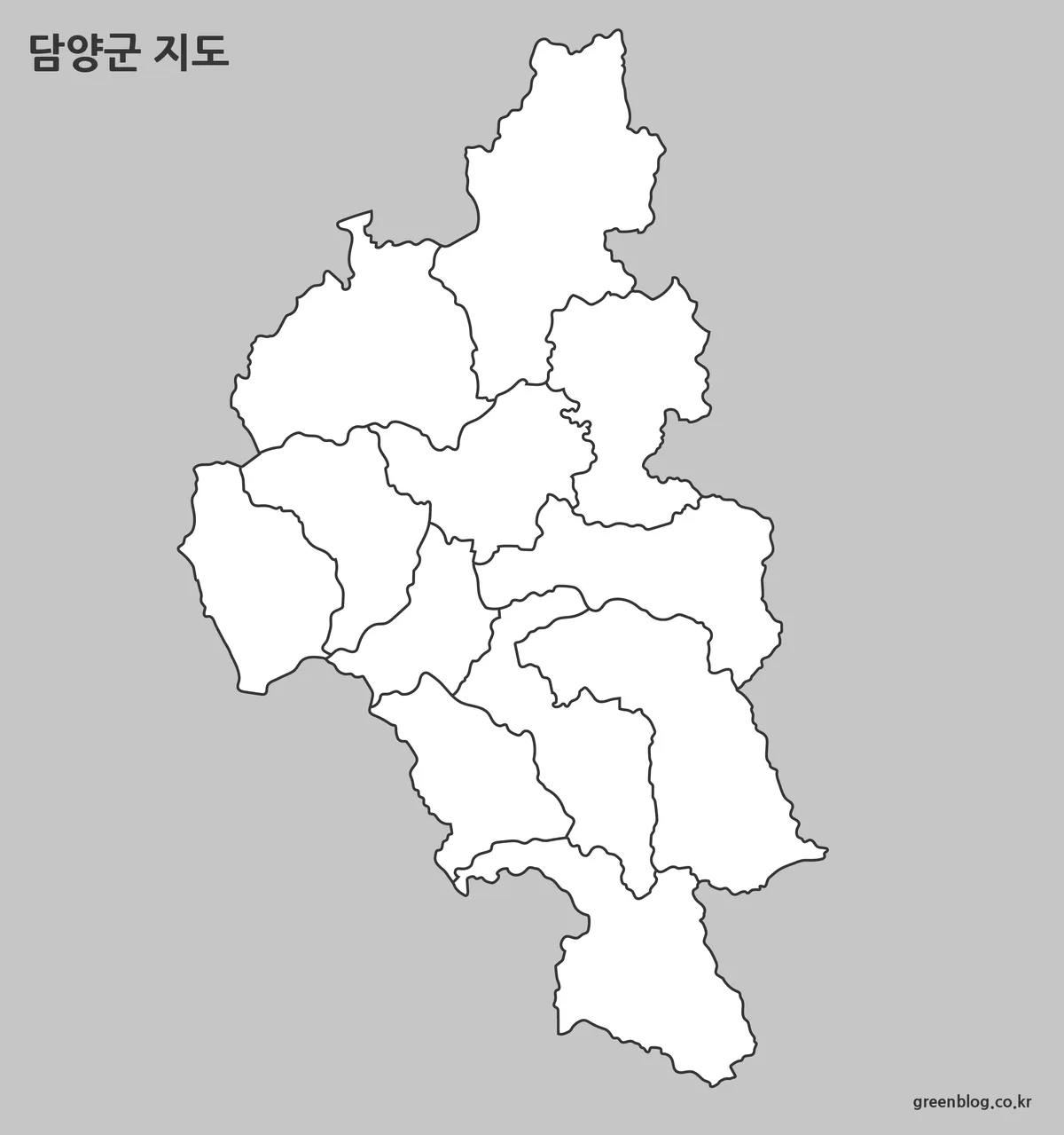 담양군 윤곽선 지도와 편집용 경계선 이미지