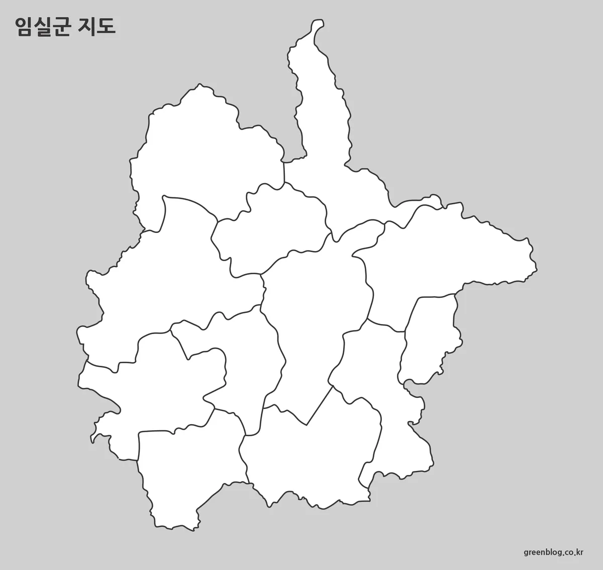임실군 윤곽선 지도와 편집용 경계선 이미지
