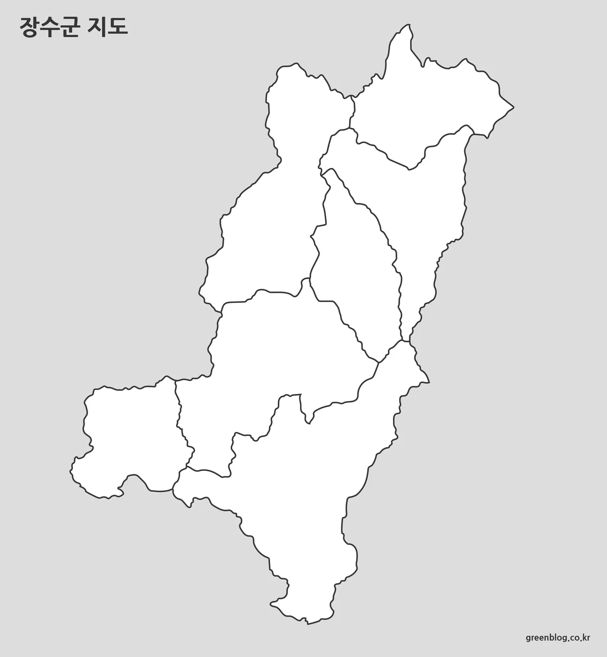 장수군 윤곽선 지도