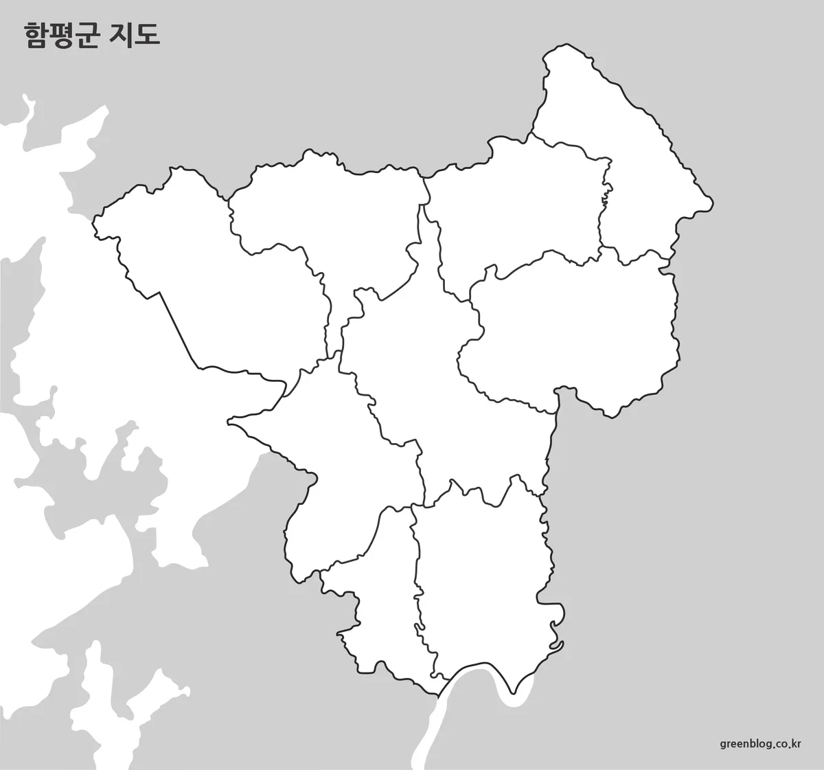 함평군 윤곽선 지도 편집 작업용 이미지