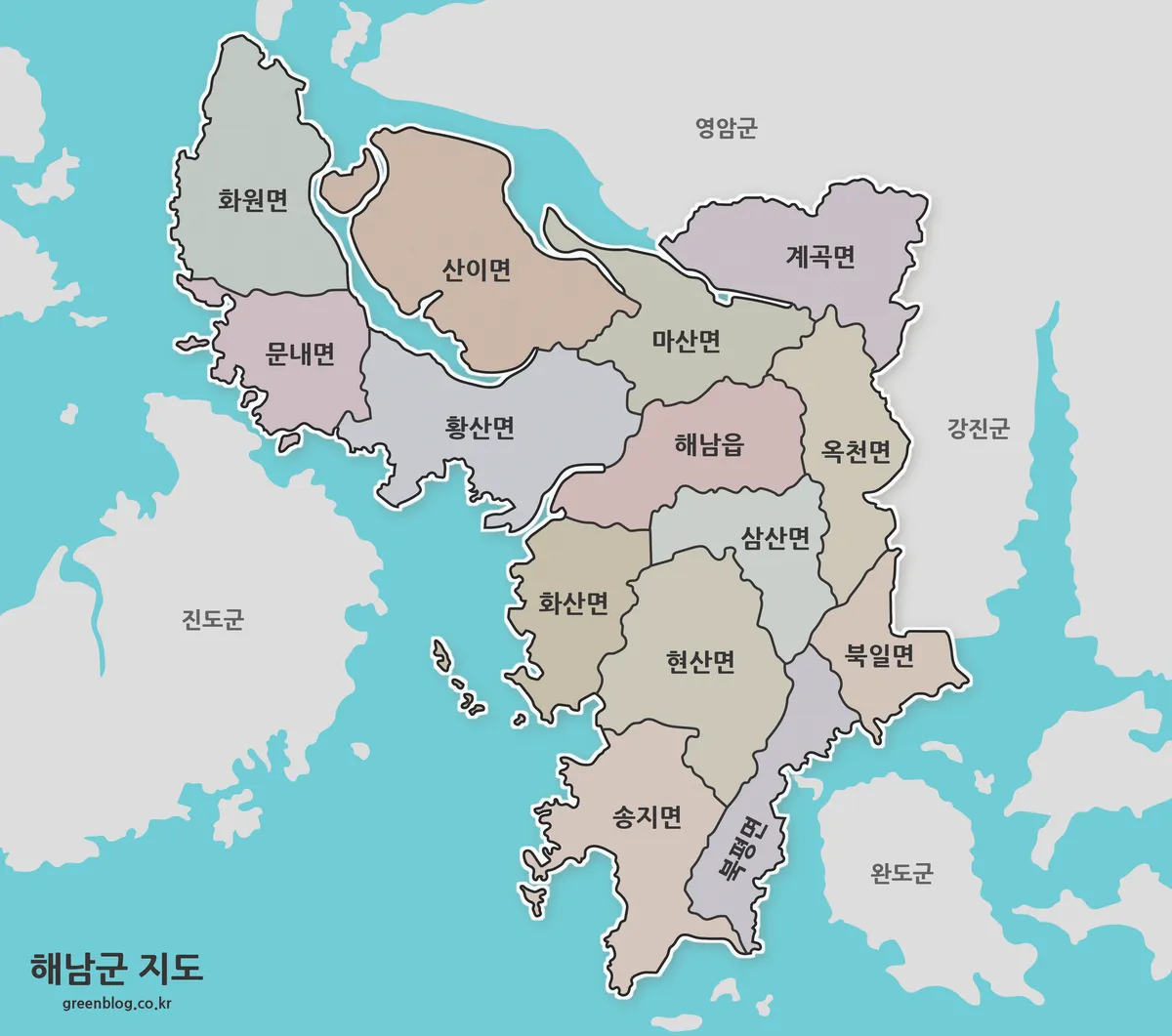 해남군 지도 대표 이미지