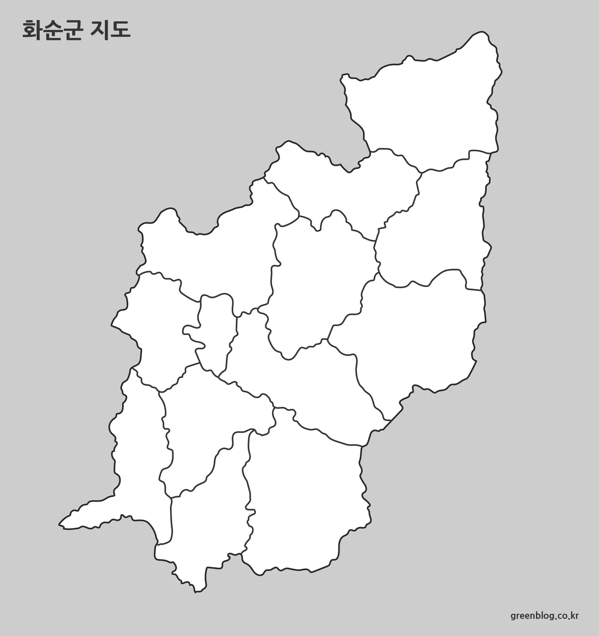화순군 기본형 지도와 행정구역 경계 이미지