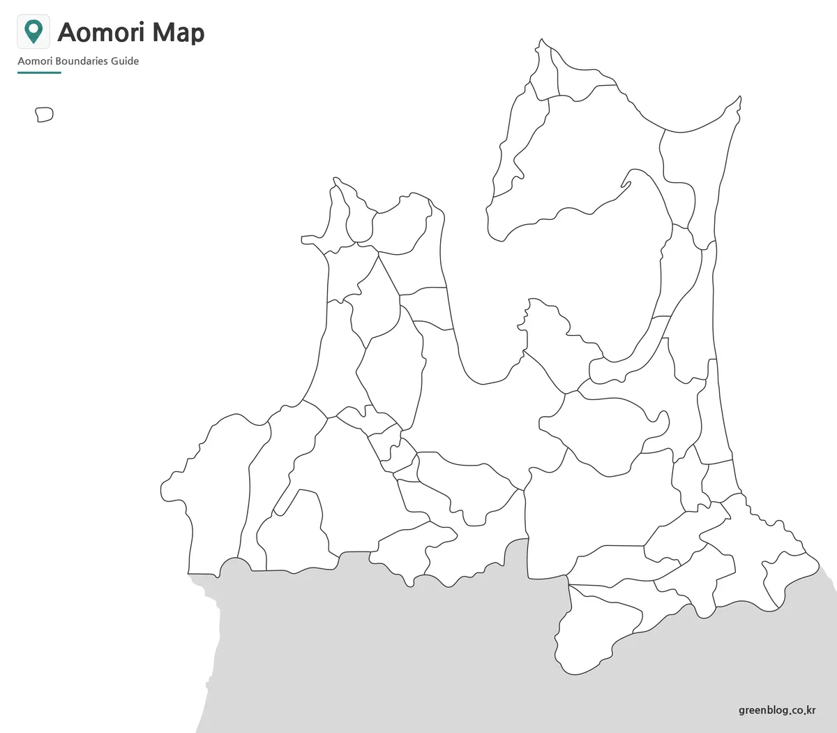 Editable Aomori Prefecture Map outline showing municipal boundary lines.