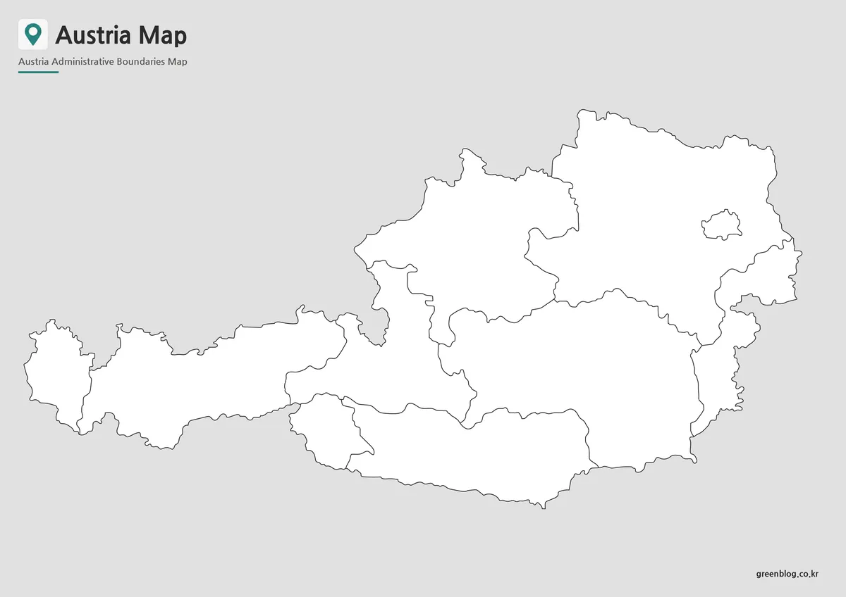 Editable Austria Map outline with administrative boundaries for graphic design projects.