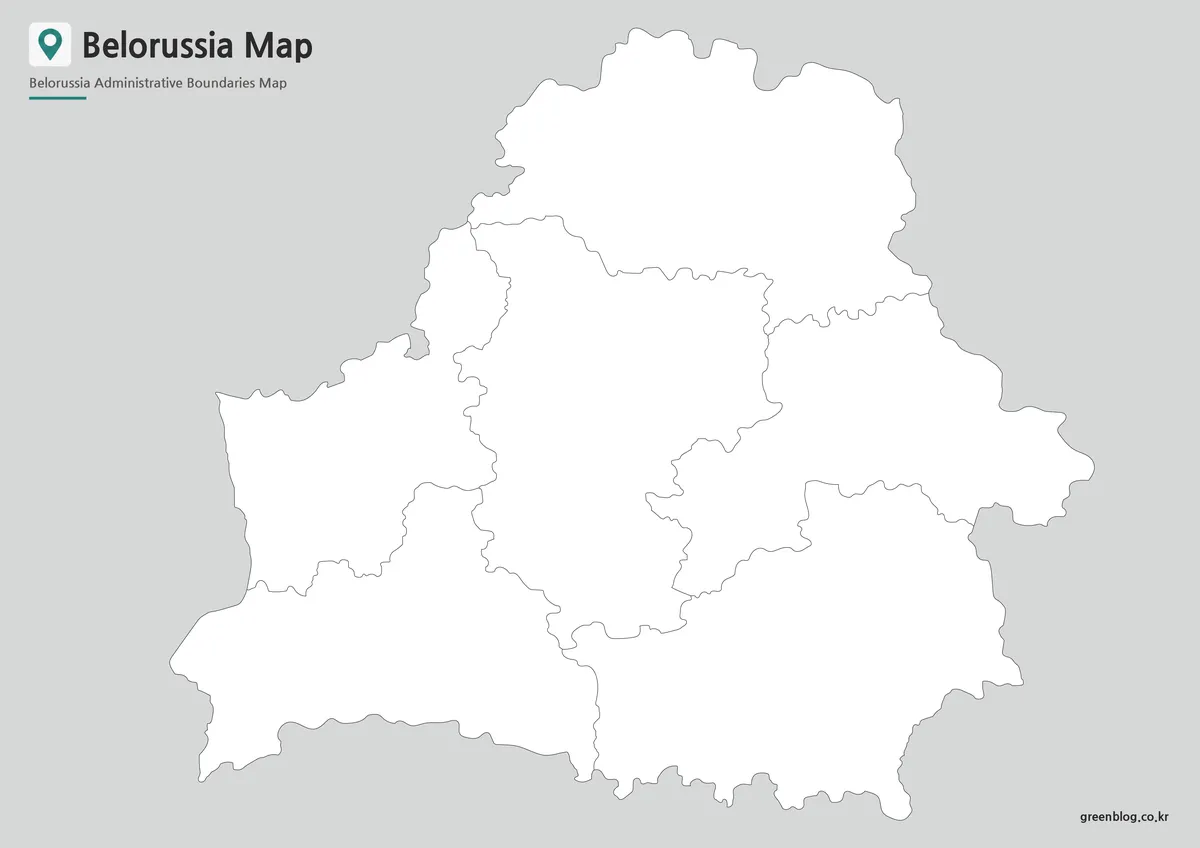 Editable Belarus Map outline with administrative boundary lines for graphic design projects.