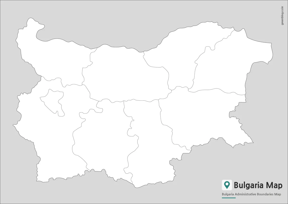 Bulgaria outline map displaying administrative boundary lines without labels or colors.