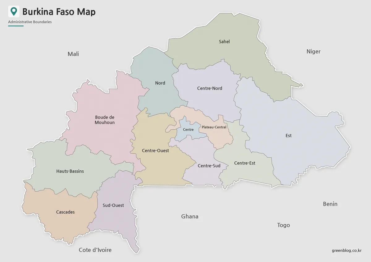 Printable Burkina Faso Map collection with color, black and white, and outline versions