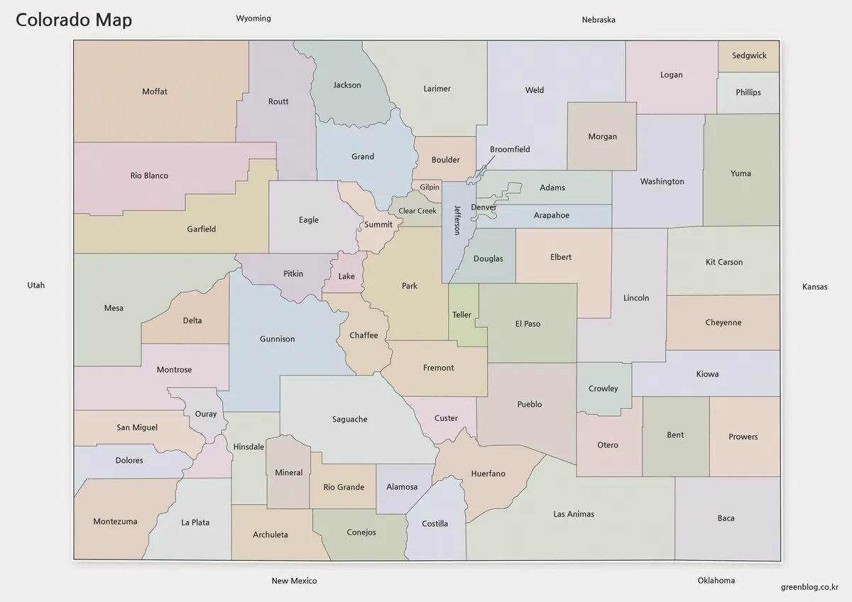 Colorado map collection with color, labeled and outline printable versions