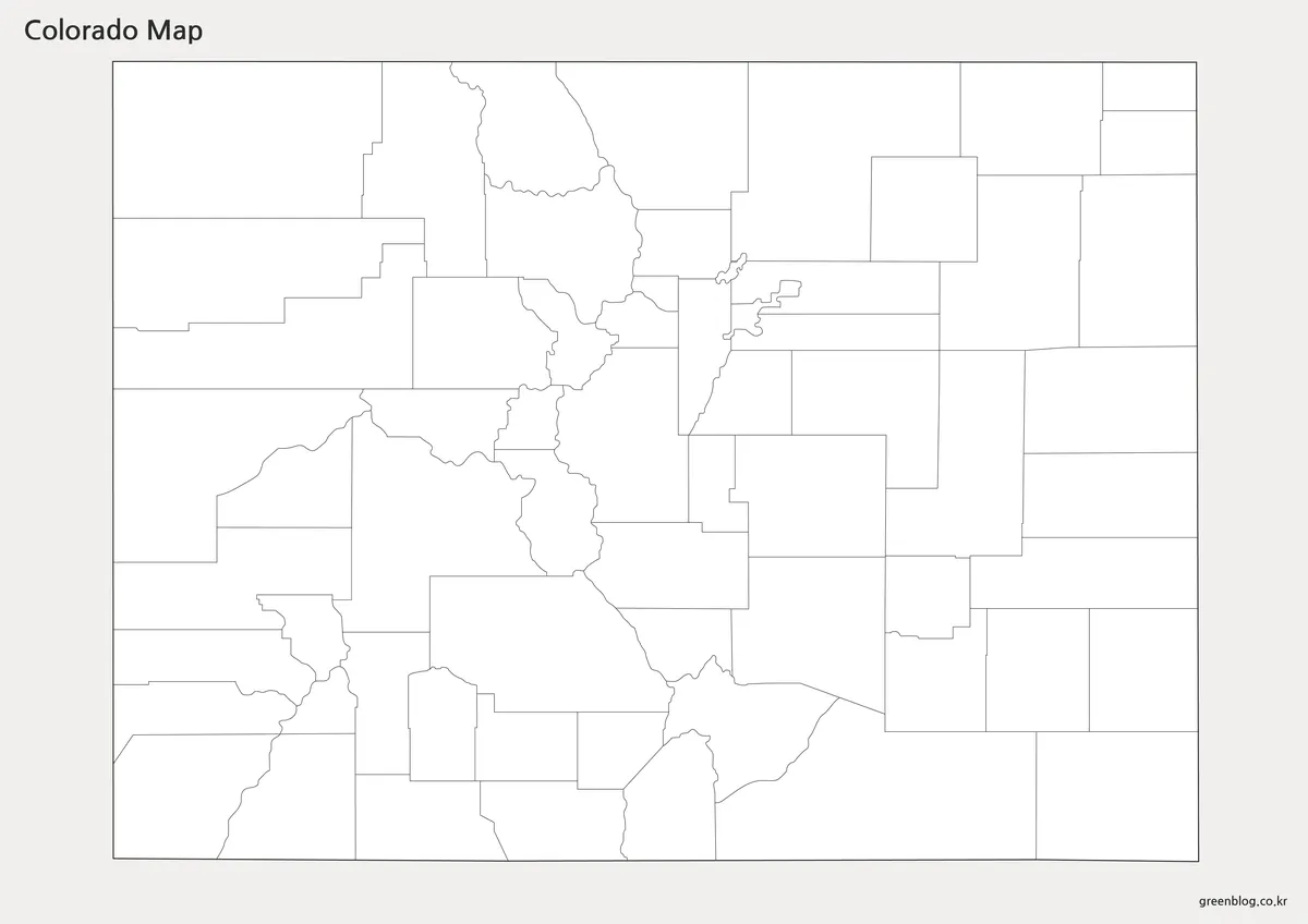 Editable Colorado map outline with county boundaries for graphic design and classroom projects