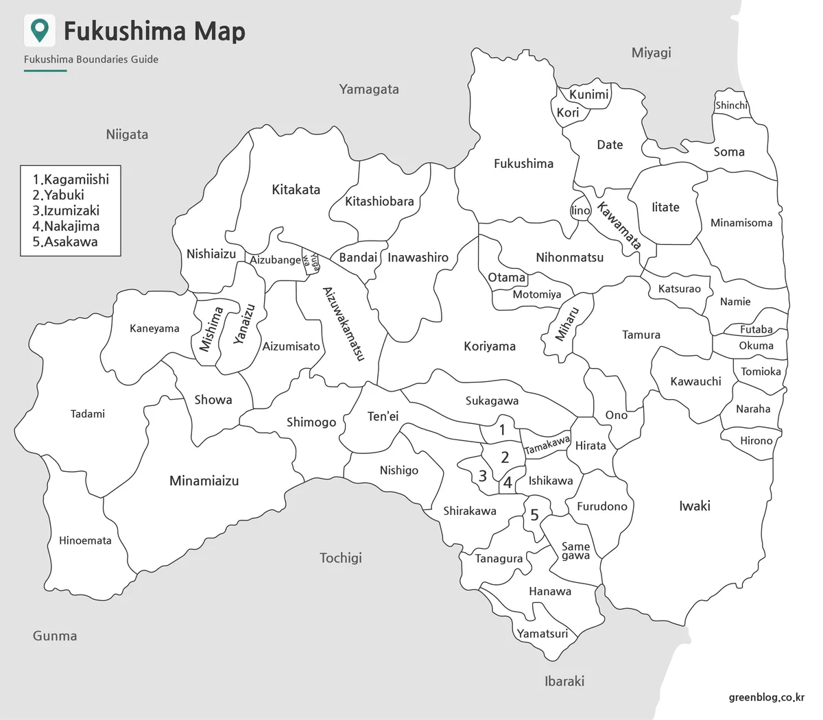 후쿠시마현 기본 지도