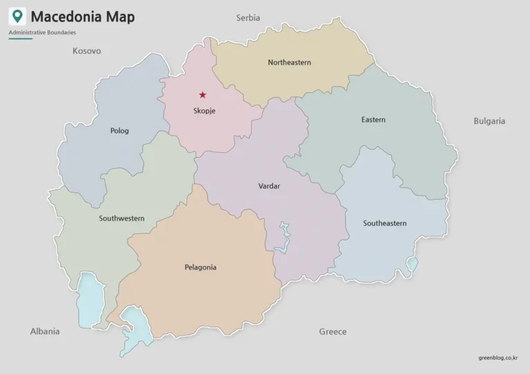 Printable North Macedonia Map for Classroom, Presentation, and Editing Use