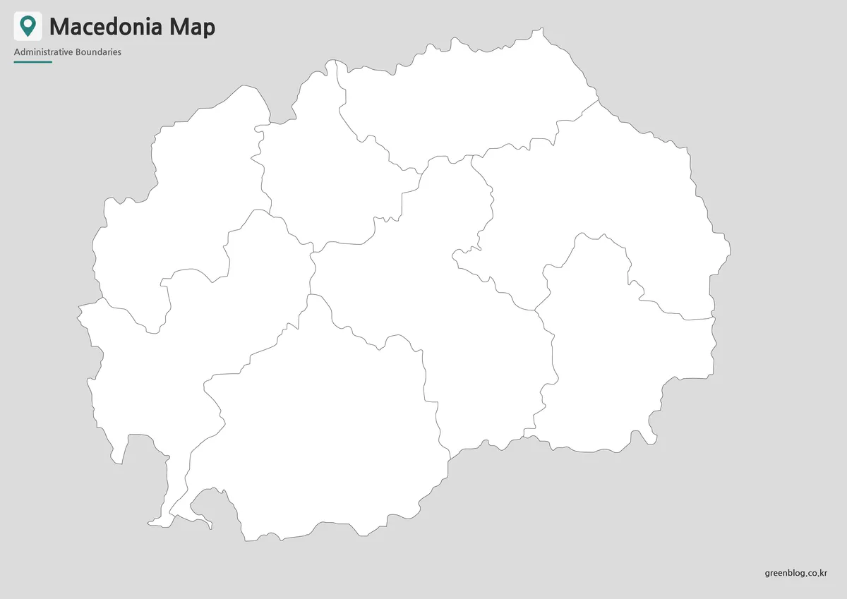 Editable North Macedonia outline map for classroom activities, annotations, and presentation graphics.