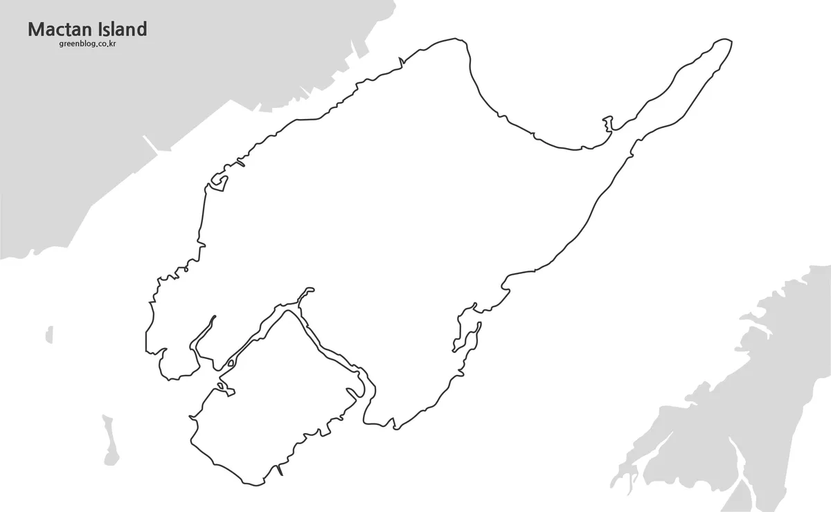 Editable Mactan Island outline map for marking travel routes, island hopping points, and graphic design projects.