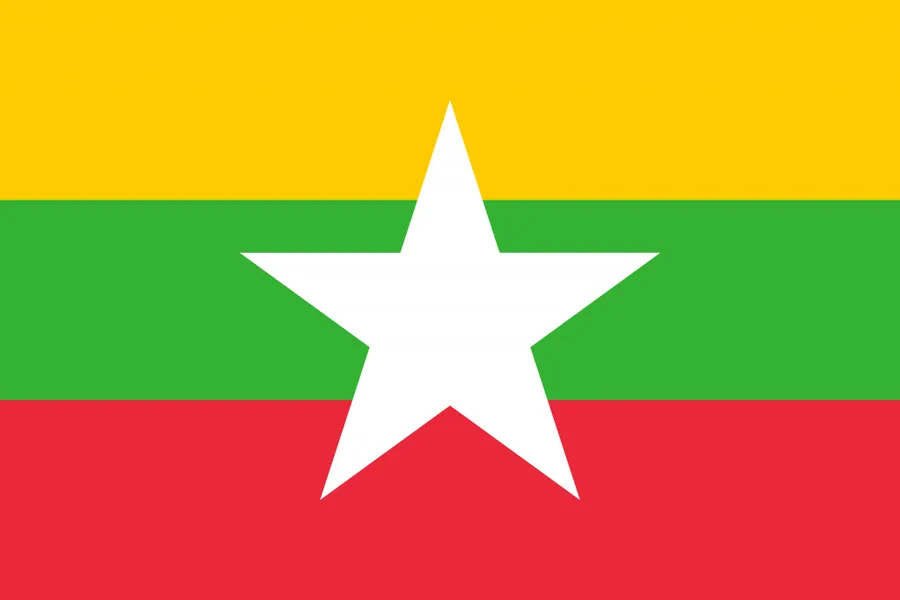 Myanmar flag for printable map resources, classroom use, and educational country reference materials.