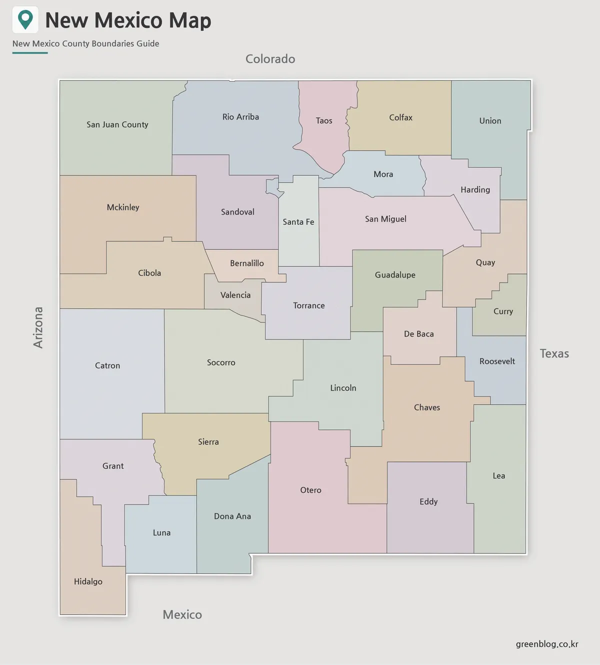 Printable New Mexico map collection with color, black and white, and outline versions