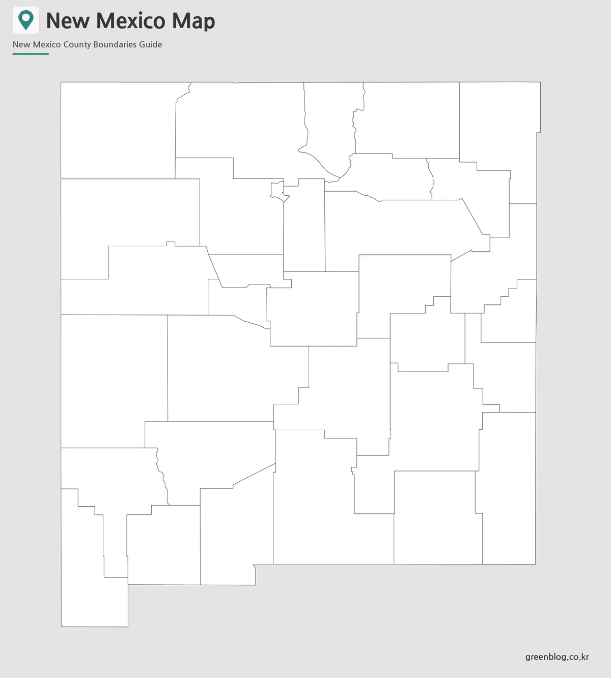 New Mexico outline map with county boundaries for editing, worksheets, and infographic projects.