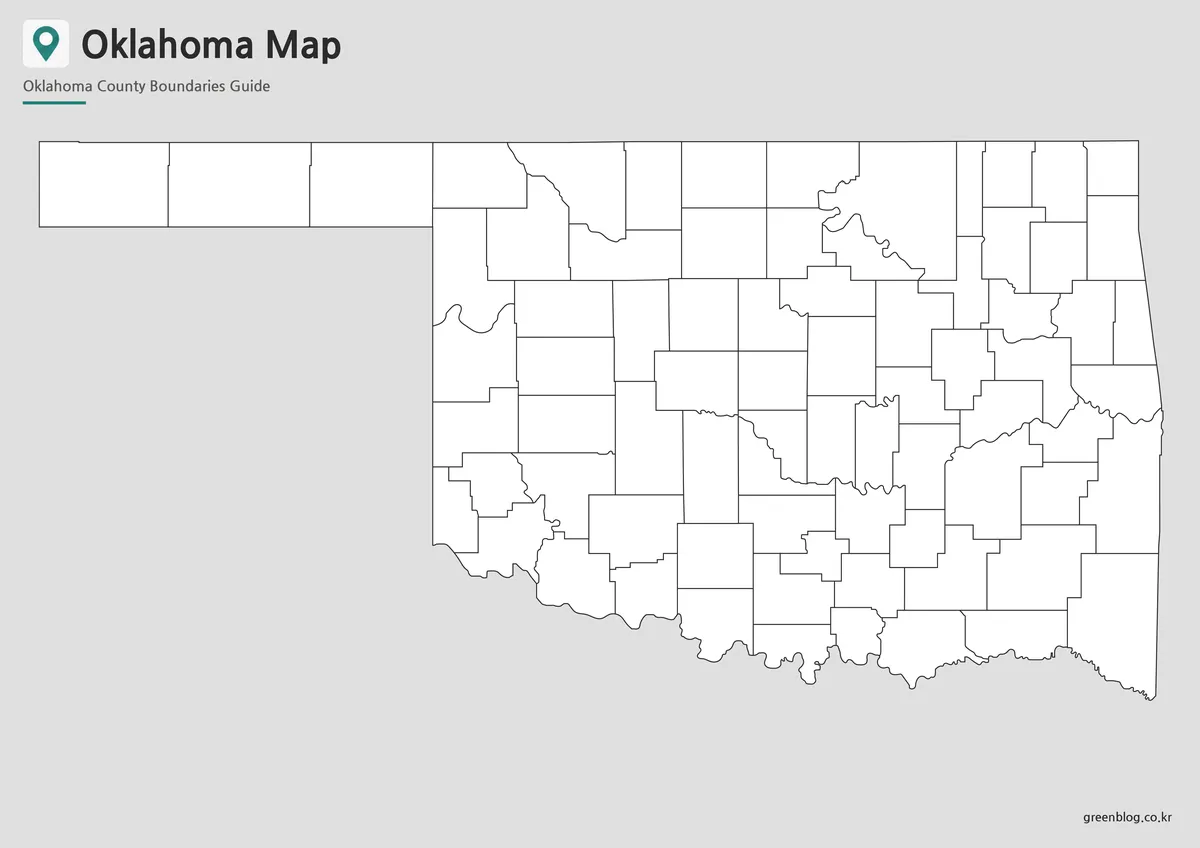Oklahoma outline map with blank county boundaries for editing and classroom activities.