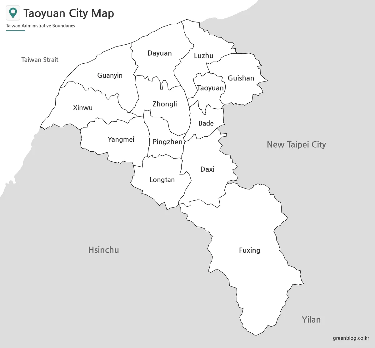 타오위안시 기본 지도 Taoyuan City administrative map