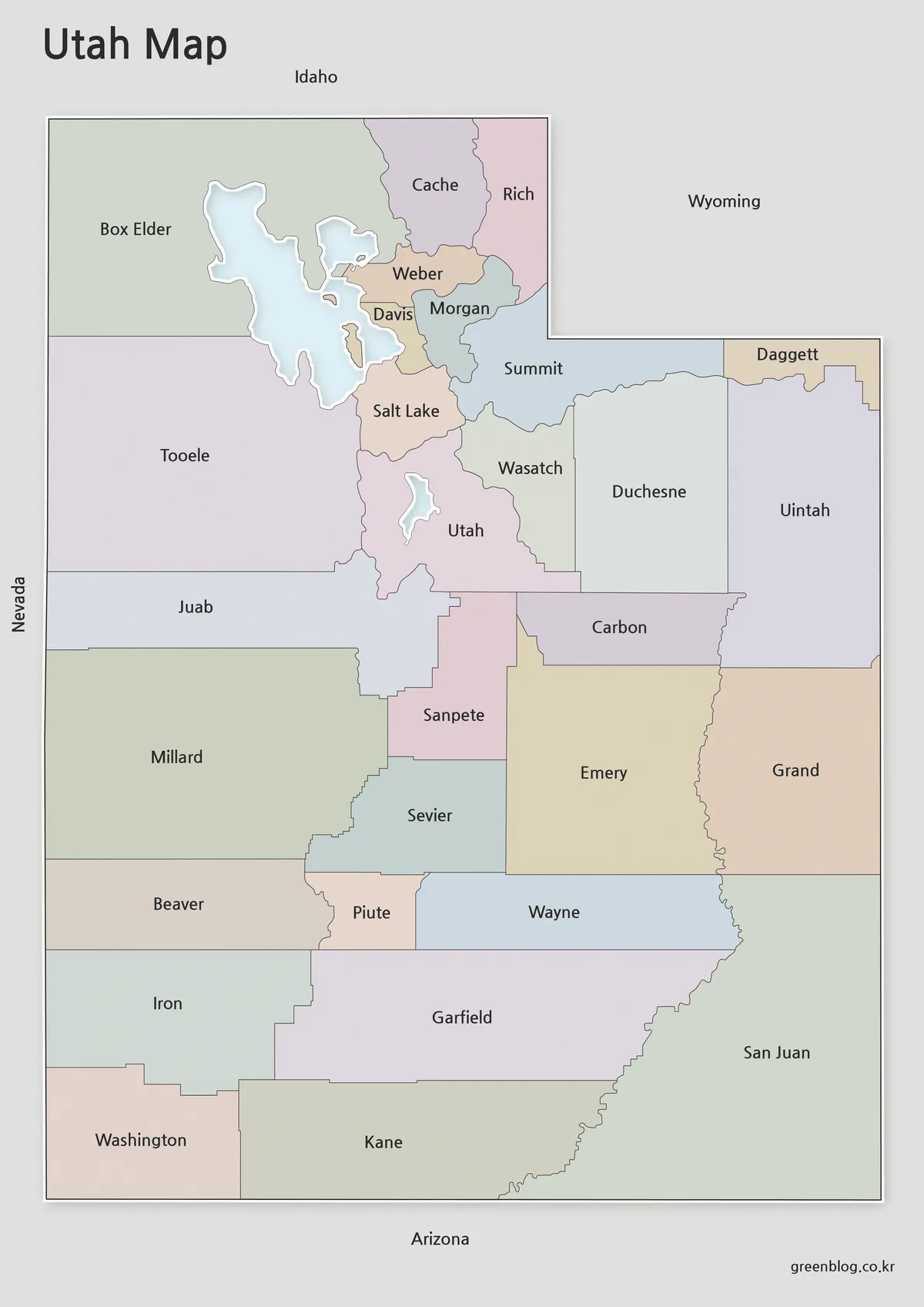Printable Utah Map collection with color, labeled, and outline versions