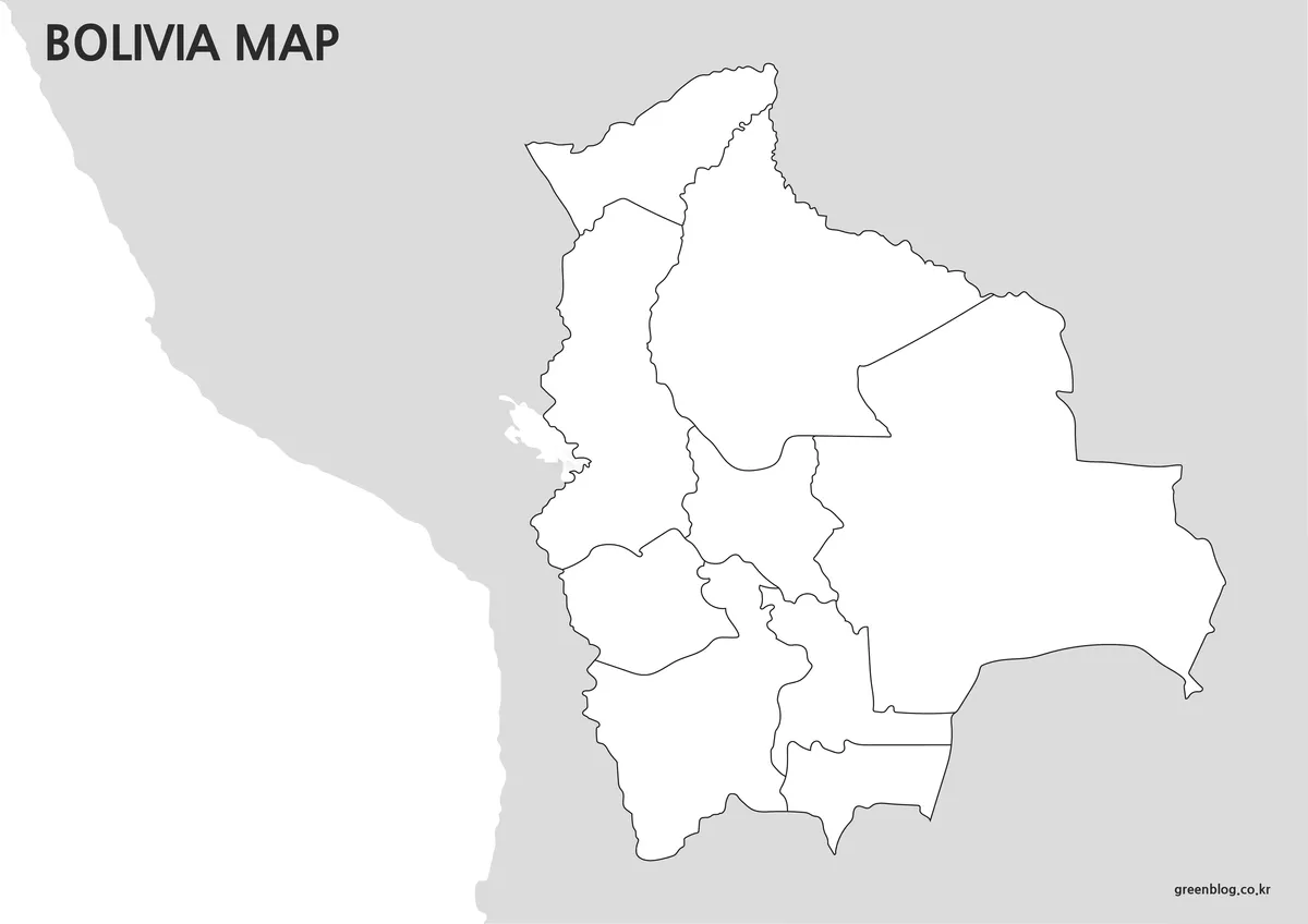 Editable Bolivia outline map with boundary lines for graphic projects.