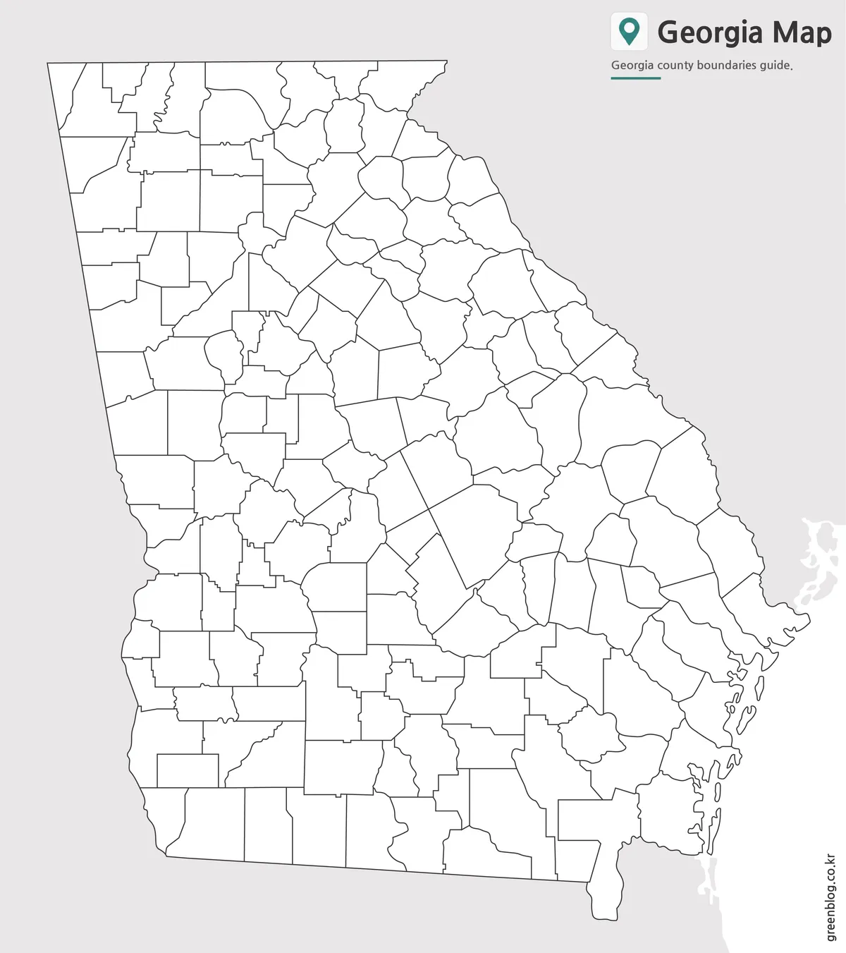 Editable Georgia State Map outline with county boundaries for graphic projects.