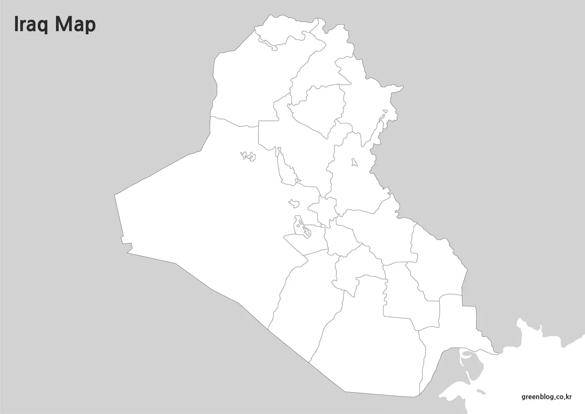 Editable Iraq outline map with boundary lines for graphic design and educational use.