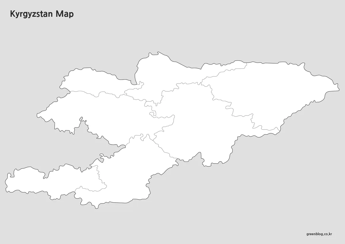 Editable Kyrgyzstan outline map with administrative boundary lines