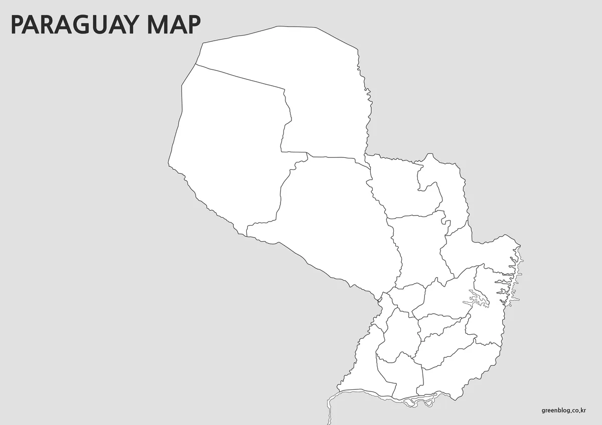 Editable Paraguay outline map with clean administrative boundary lines for graphic editing.