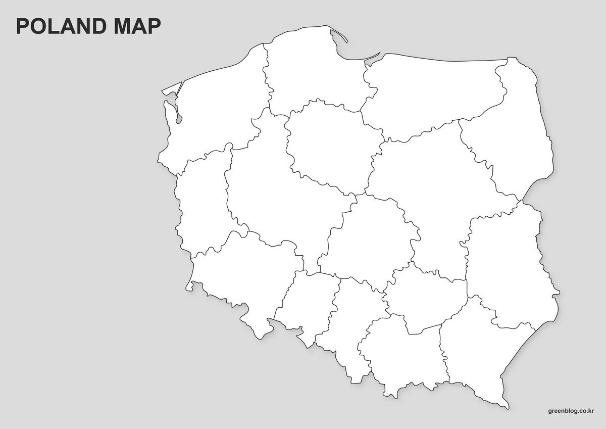 Editable Poland outline map with clean boundary lines for graphic work.