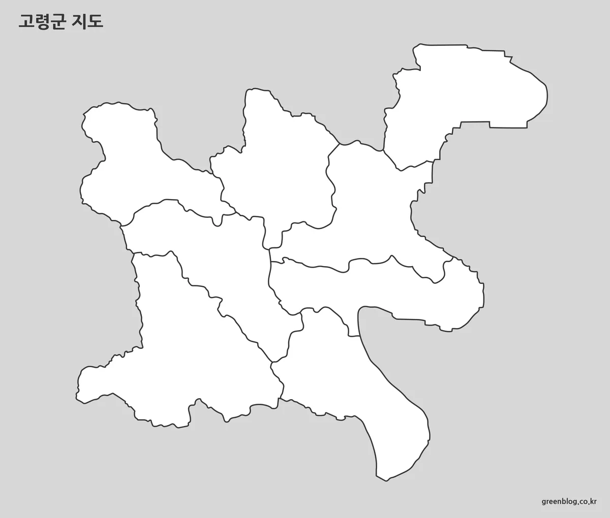 고령군 윤곽선 지도
