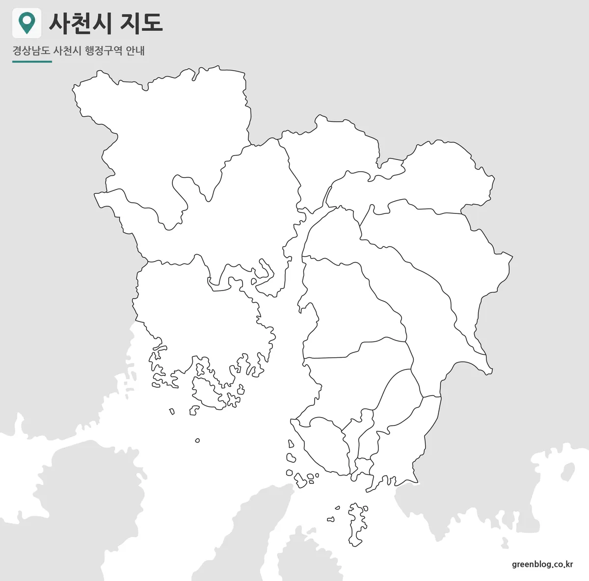사천시 윤곽선 지도