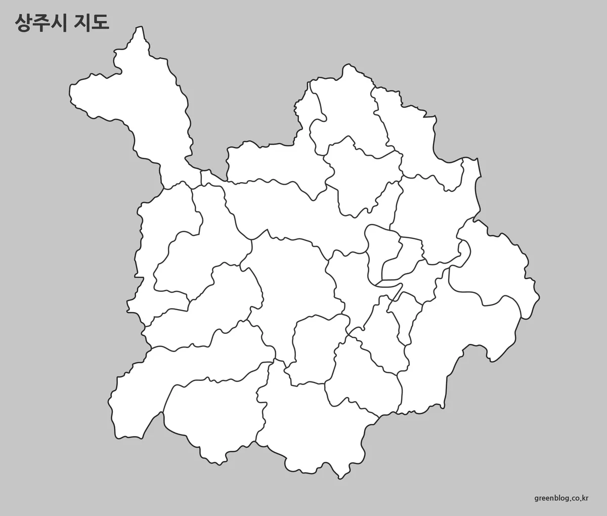 상주시 행정구역 윤곽선 지도