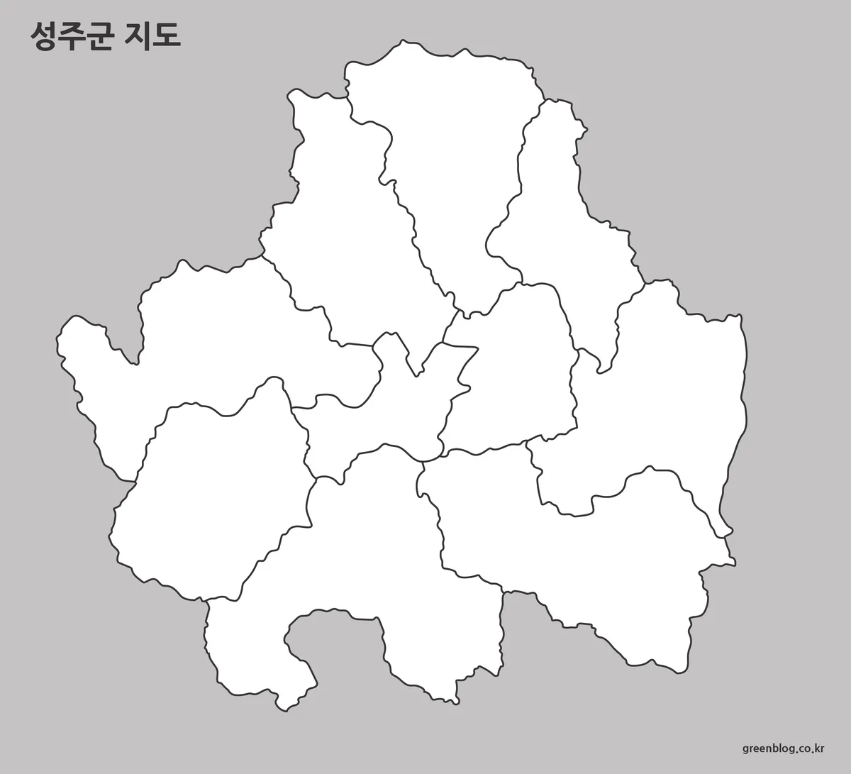 성주군 윤곽선 지도