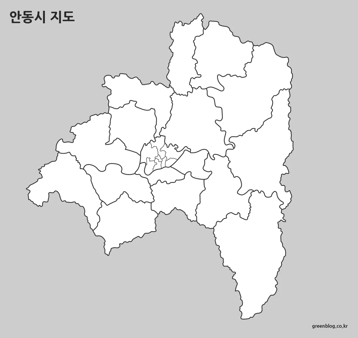 안동시 윤곽선 지도