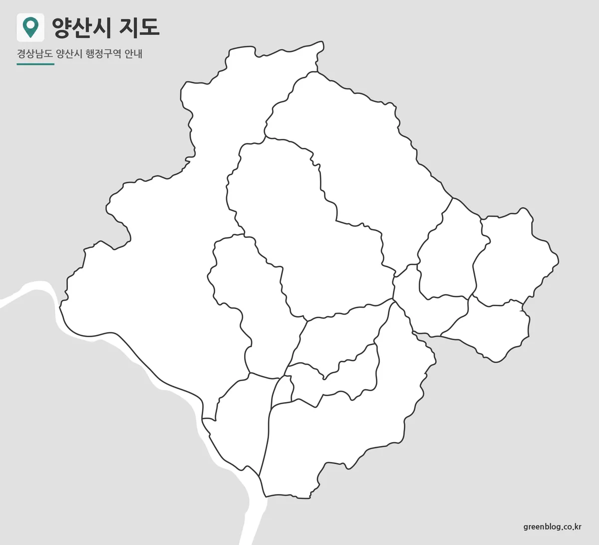 양산시 윤곽선 지도