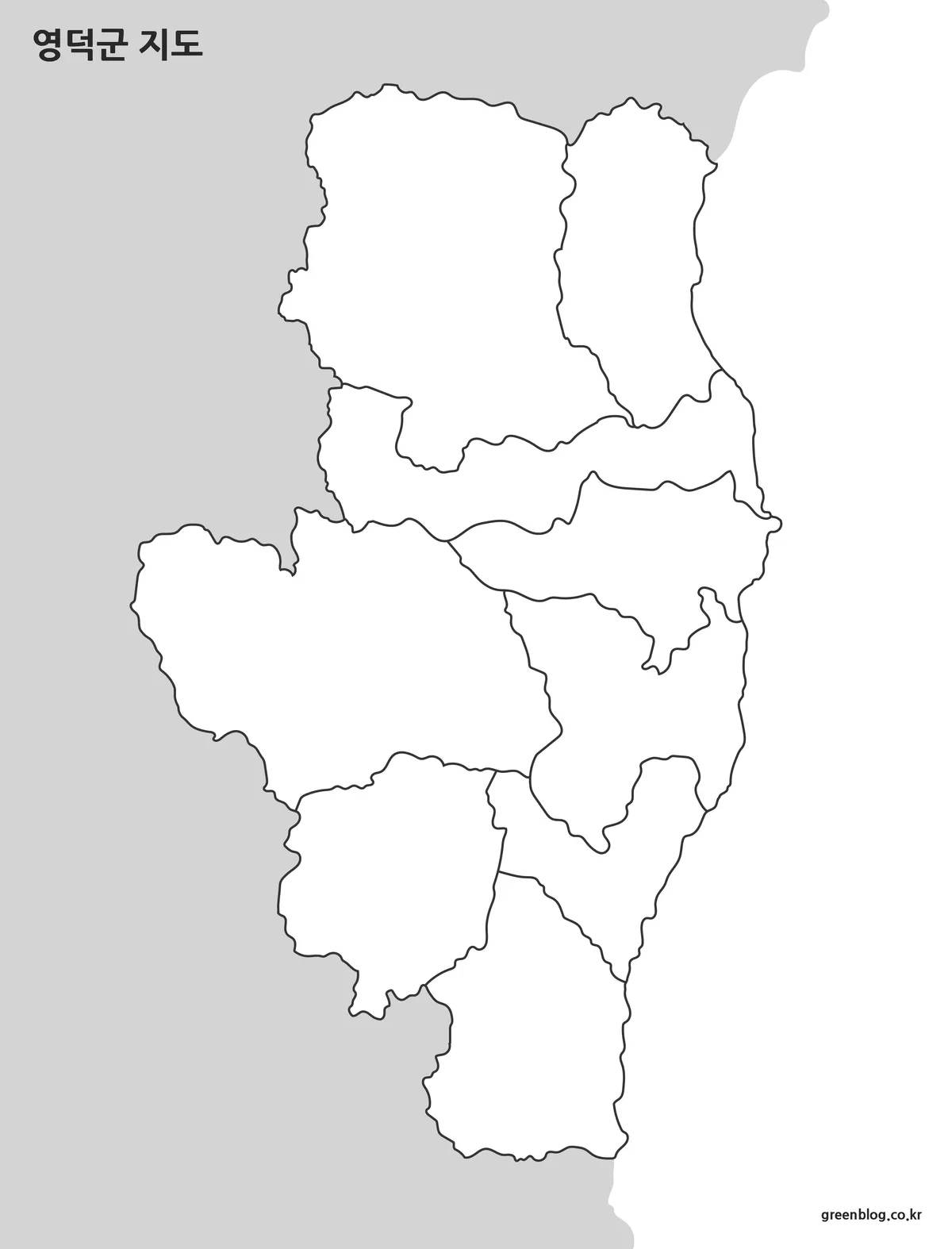 영덕군 윤곽선 지도