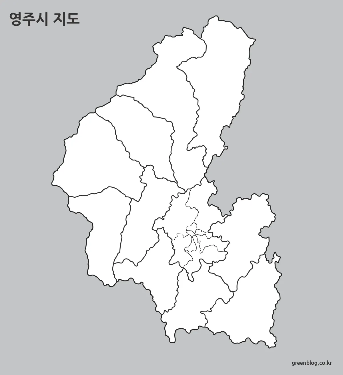 영주시 읍면동 경계 윤곽선 지도