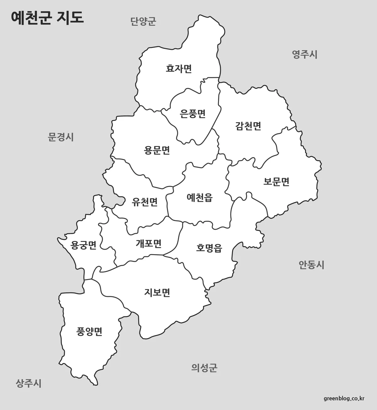 예천군 기본 지도