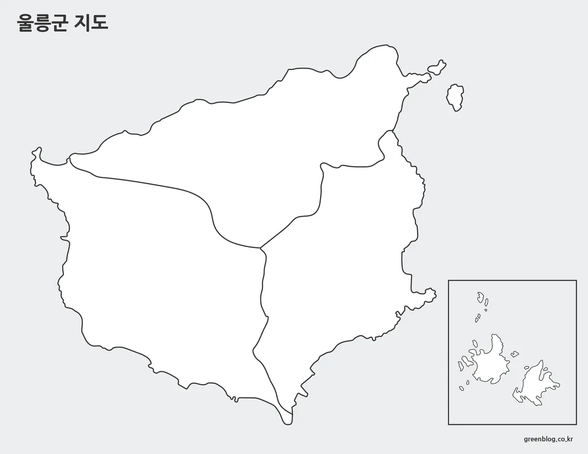울릉군 윤곽선 지도