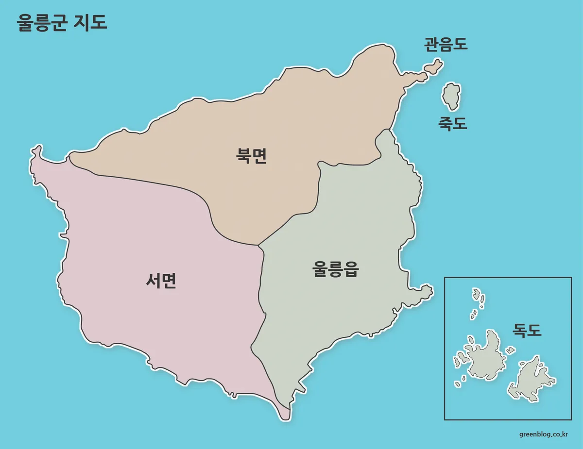 울릉군 행정구역 색상 지도