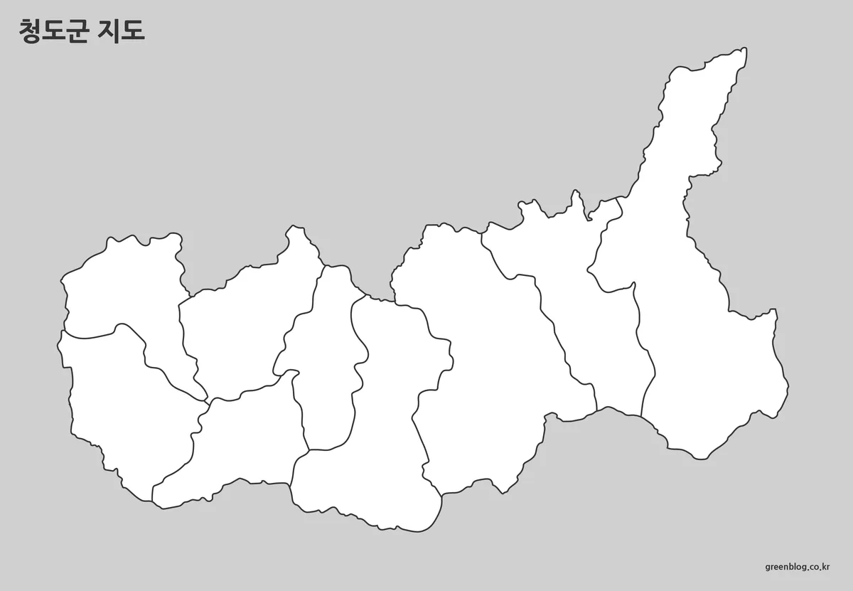 청도군 윤곽선 지도
